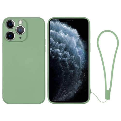 

For iPhone 11 Pro Max Silicone Phone Case with Wrist Strap(Matcha Green)