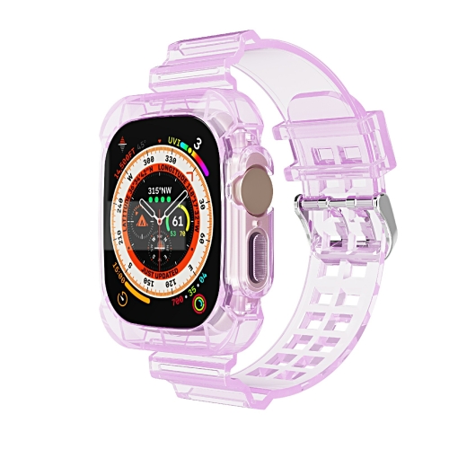 

For Apple Watch Ultra 49mm Glacier Transparent TPU Integrated Watch Band(Purple)