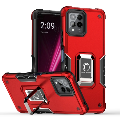 

For T-Mobile REVVL 6 Pro 5G Ring Holder Non-slip Shockproof Armor Phone Case(Red)