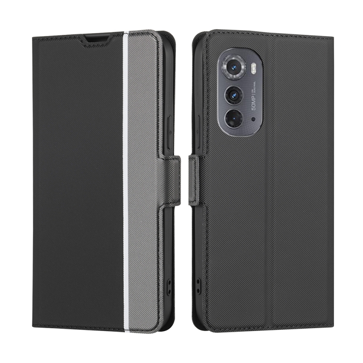 

For Motorola Edge 2022 Twill Texture Side Buckle Leather Phone Case(Black)