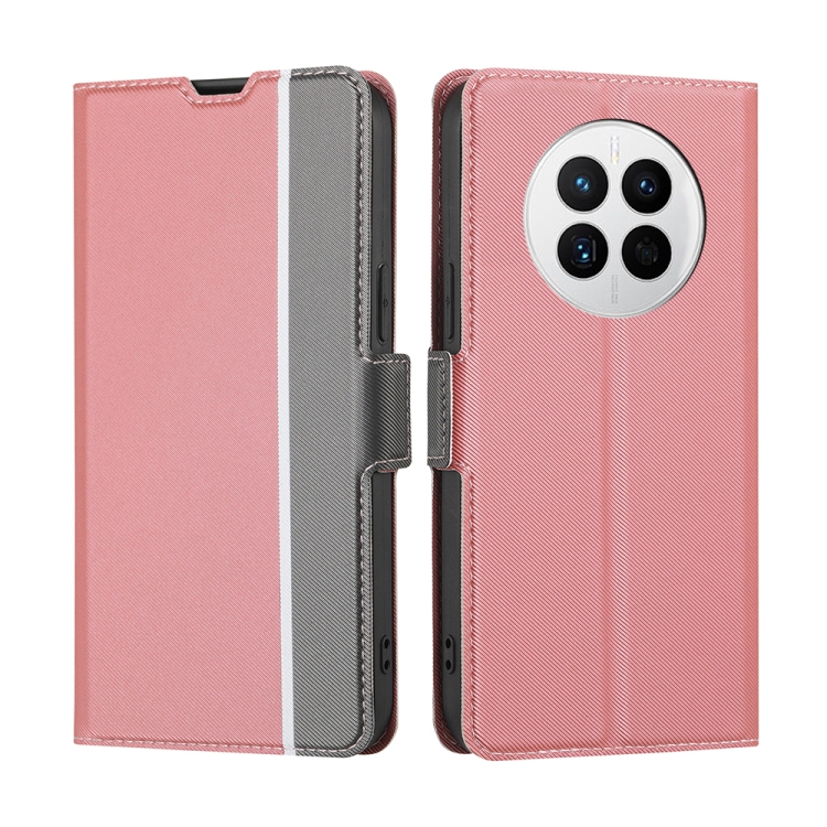 

For Huawei Mate 50 Twill Texture Side Buckle Leather Phone Case(Pink)