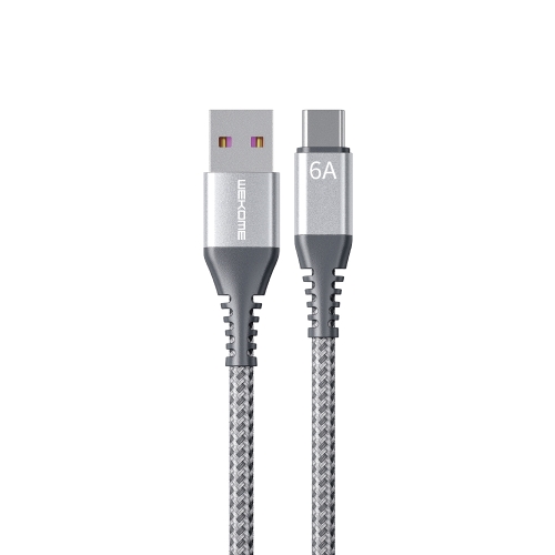 

WEKOME WDC-169A Raython Series 6A USB to Type-C Fast Charge Data Cable Length: 1m(Silver)