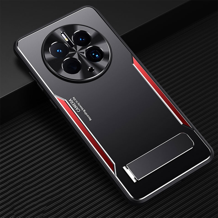 

For Huawei Mate 50 Pro Blade Series TPU + Titanium Alloy with Holder Phone Case(Black Red)