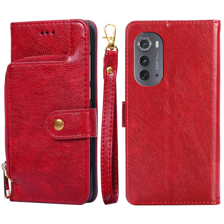 

For Motorola Edge 2022 Zipper Bag Flip Leather Phone Case(Red)