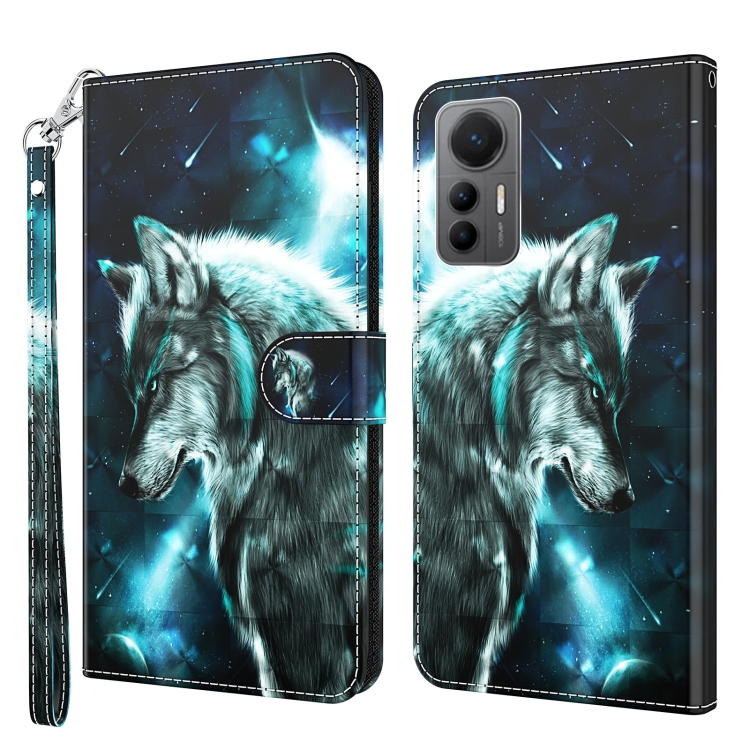

For Xiaomi 12 Lite 4G/5G 3D Painting Pattern TPU + PU Leather Phone Case(Wolf)