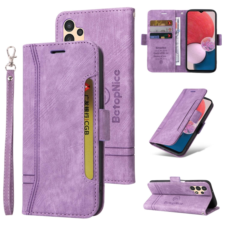 

For Samsung Galaxy A13 4G BETOPNICE Dual-side Buckle Leather Phone Case(Purple)