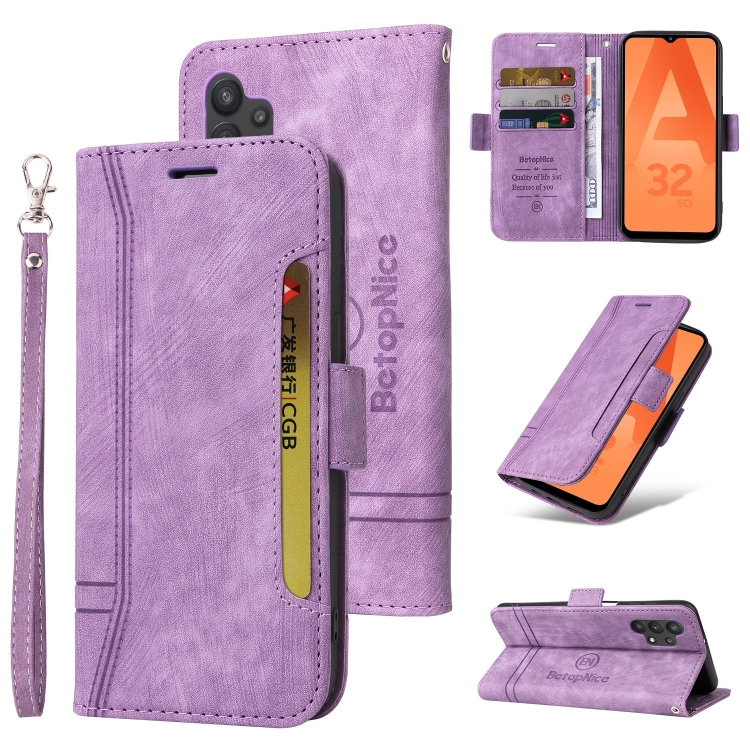 

For Samsung Galaxy A32 5G BETOPNICE Dual-side Buckle Leather Phone Case(Purple)