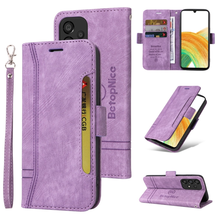 For Samsung Galaxy A33 5G BETOPNICE Dual-side Buckle Leather Phone Case(Purple)