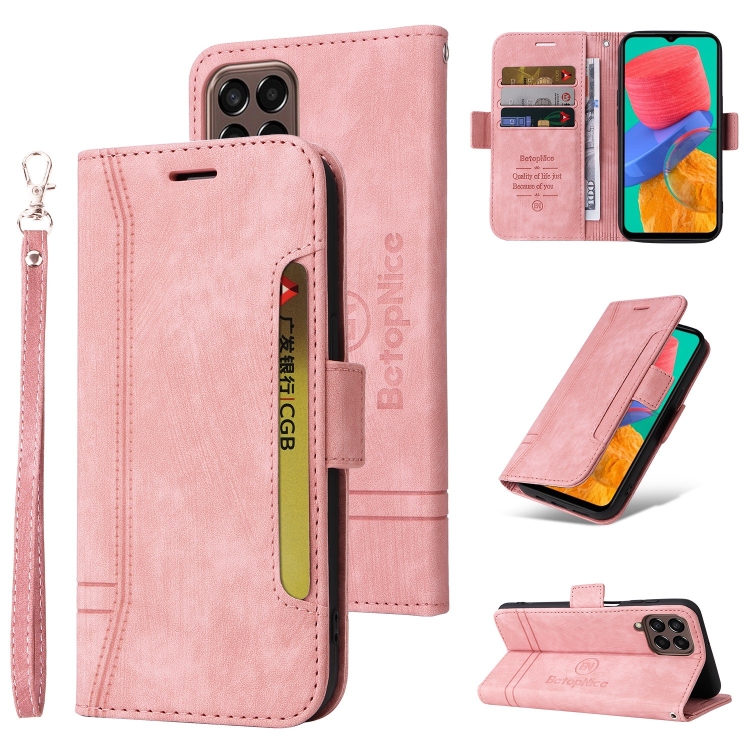 For Samsung Galaxy M33 5G BETOPNICE Dual-side Buckle Leather Phone Case(Pink)