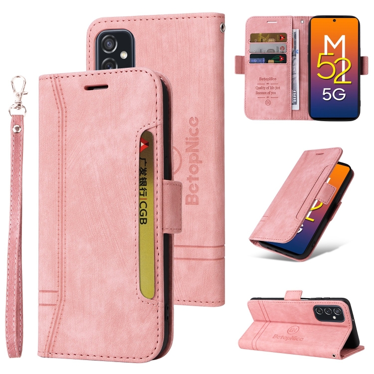 

For Samsung Galaxy M52 5G BETOPNICE Dual-side Buckle Leather Phone Case(Pink)
