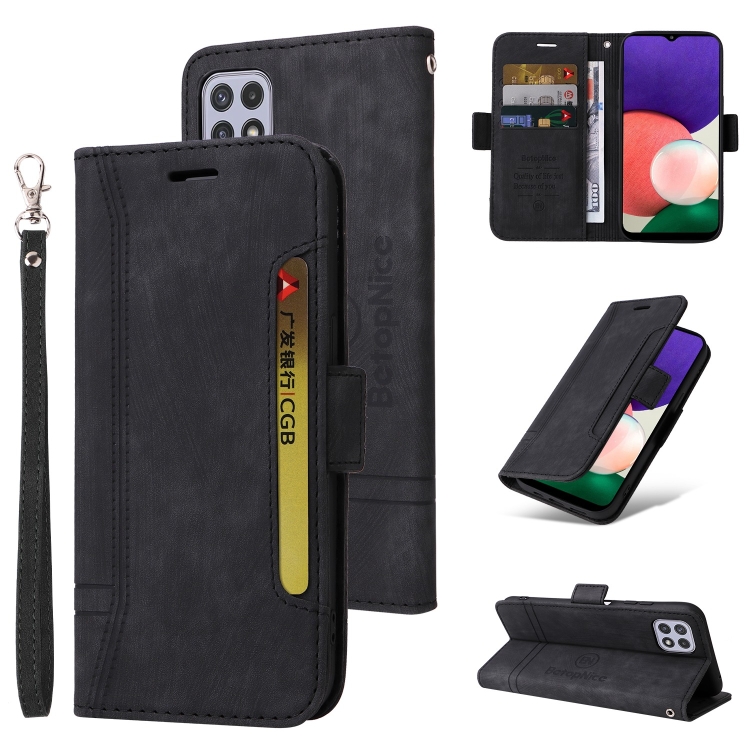 

For Samsung Galaxy A22 5G BETOPNICE Dual-side Buckle Leather Phone Case(Black)