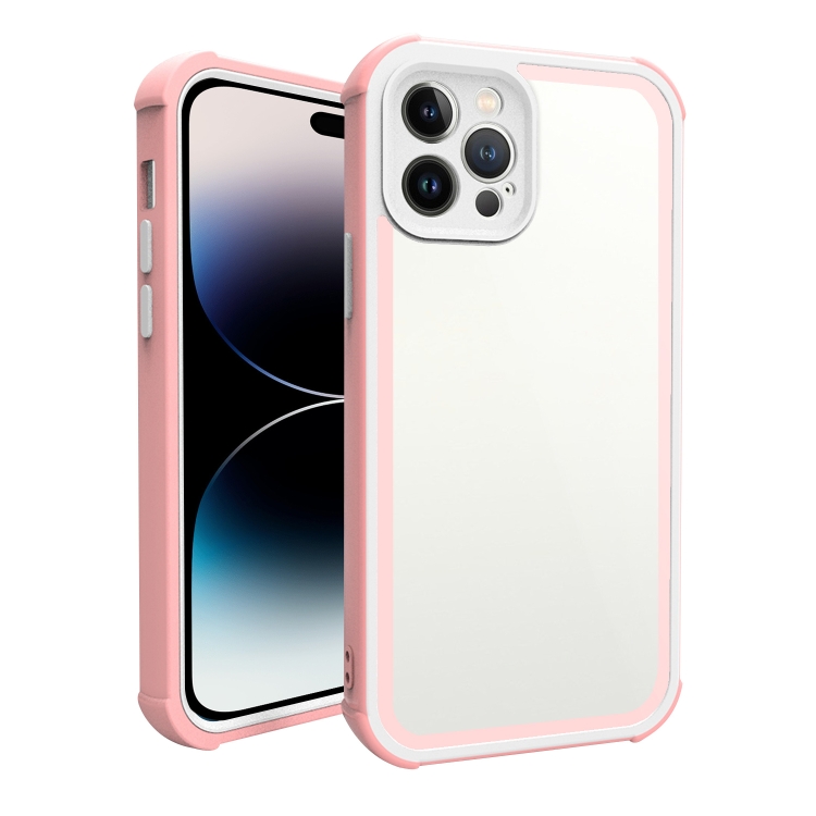 

For iPhone 14 Pro Max Acrylic + TPU Shockproof Phone Case(Rose Gold + White)
