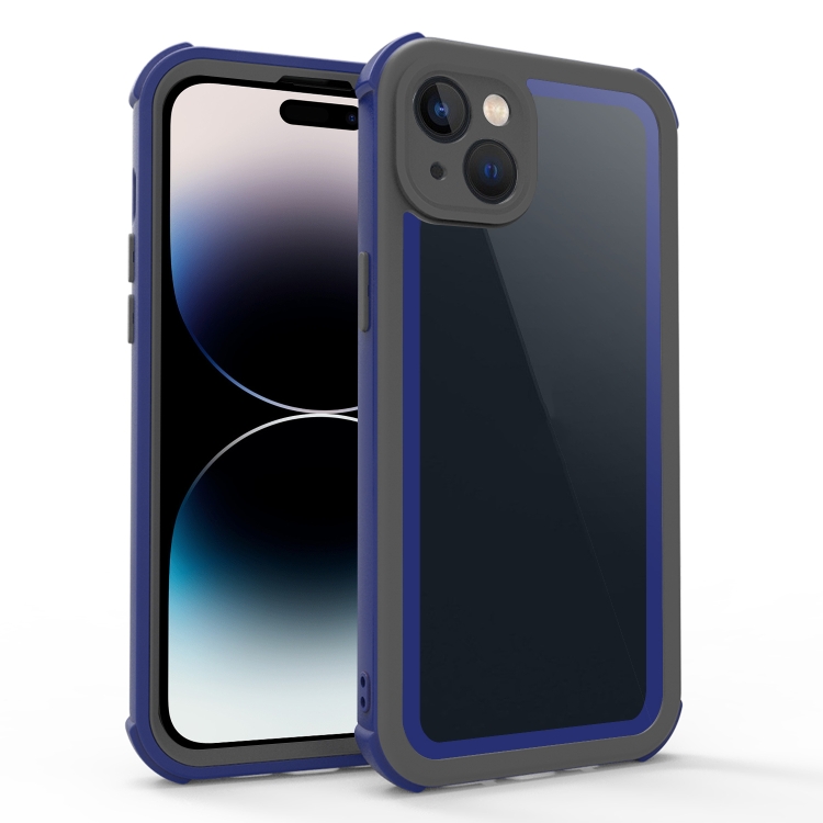 

For iPhone 14 Acrylic + TPU Shockproof Phone Case(Sapphire Blue + Dark Grey)
