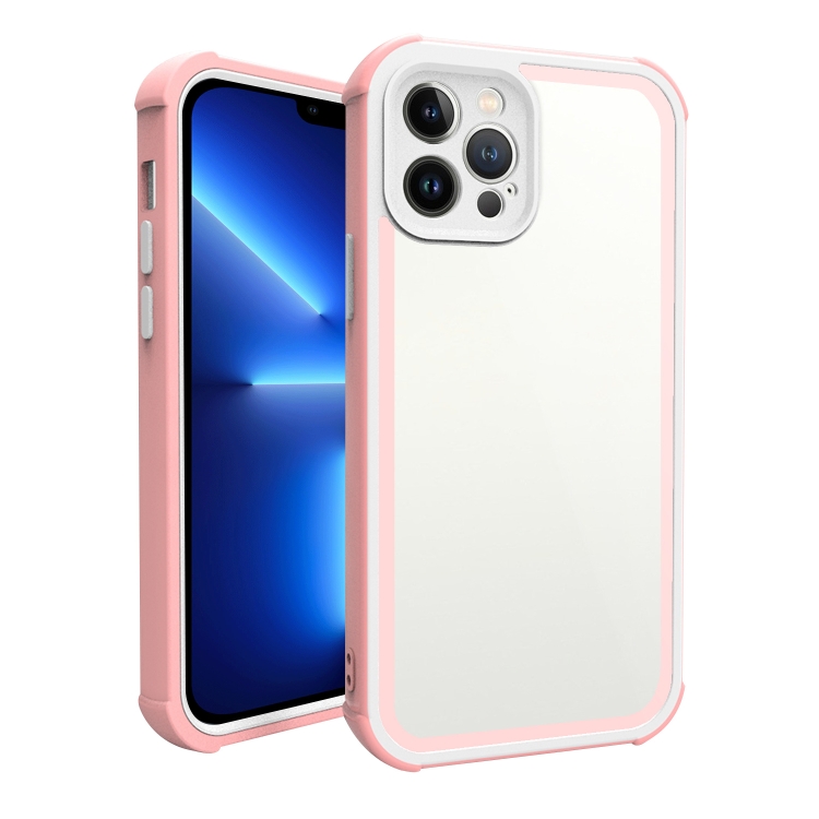 

For iPhone 13 Pro Max Acrylic + TPU Shockproof Phone Case(Rose Gold + White)