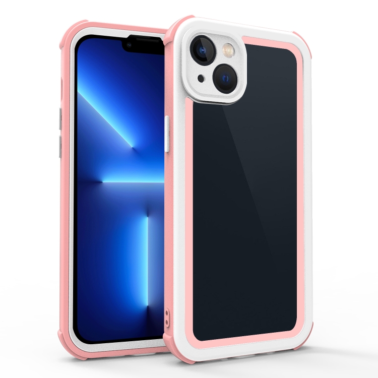 

For iPhone 13 Acrylic + TPU Shockproof Phone Case(Rose Gold + White)