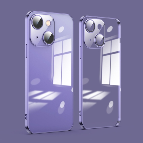 

For iPhone 14 Plus Dustproof Glass Lens Protection Electroplating Phone Case(Purple)