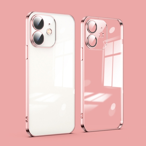 

For iPhone 12 Dustproof Glass Lens Protection Electroplating Phone Case(Rose Gold)