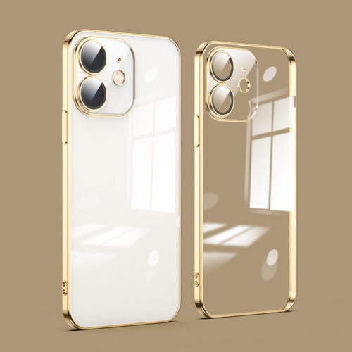 

For iPhone 12 Dustproof Glass Lens Protection Electroplating Phone Case(Gold)