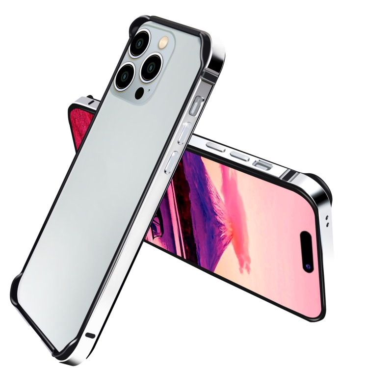 

For iPhone 14 Pro TPU + Aluminum Alloy Frame Phone Case(Silver)
