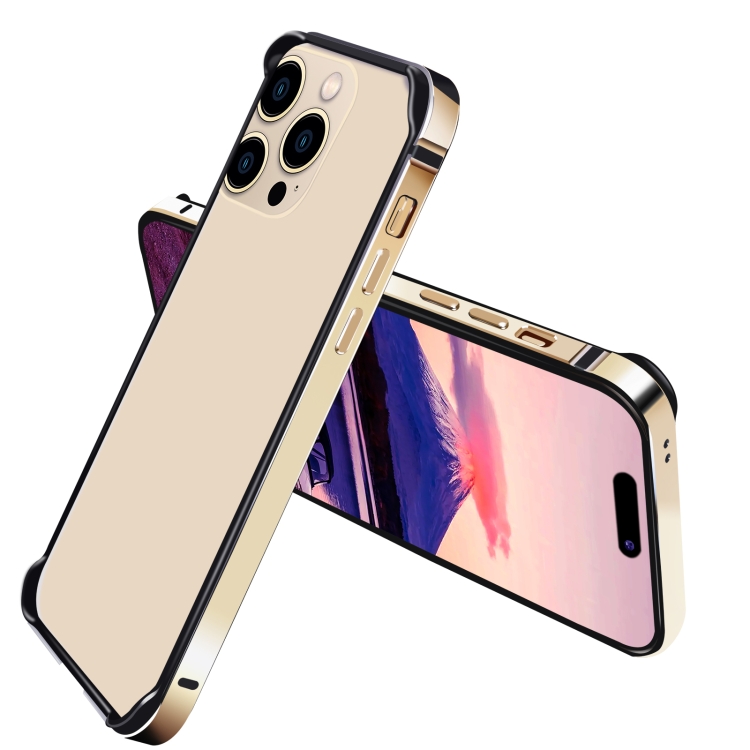 

For iPhone 14 Pro TPU + Aluminum Alloy Frame Phone Case(Gold)