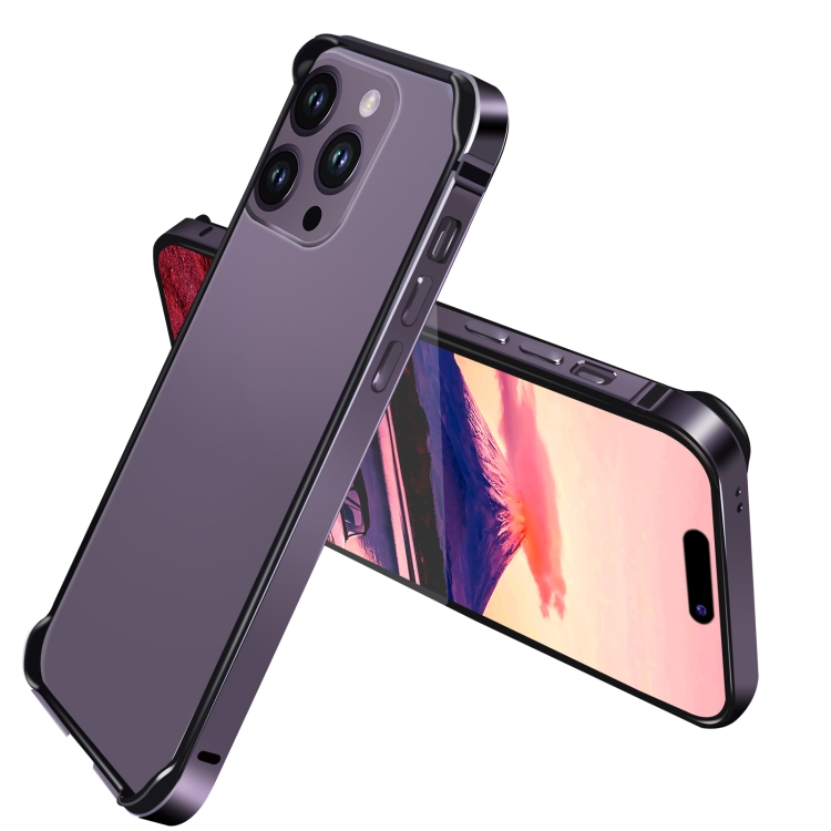 

For iPhone 14 Pro Max TPU + Aluminum Alloy Frame Phone Case(Purple)