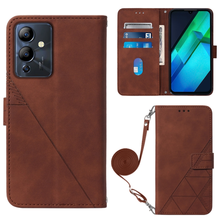 

For Infinix Note 12i X6819 Crossbody 3D Embossed Flip Leather Phone Case(Brown)