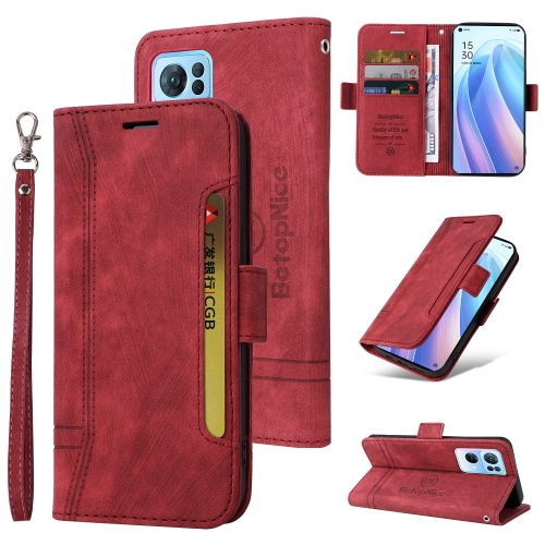 

For OPPO Reno 7 Pro 5G BETOPNICE Dual-side Buckle Leather Phone Case(Red)