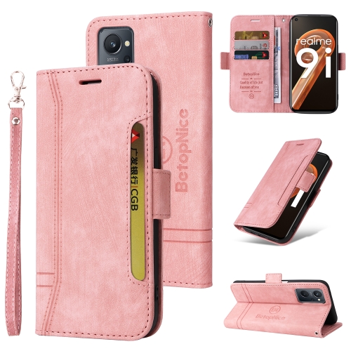 

For Realme 9i / A96 4G / A76 4G / A36 4G BETOPNICE Dual-side Buckle Leather Phone Case(Pink)