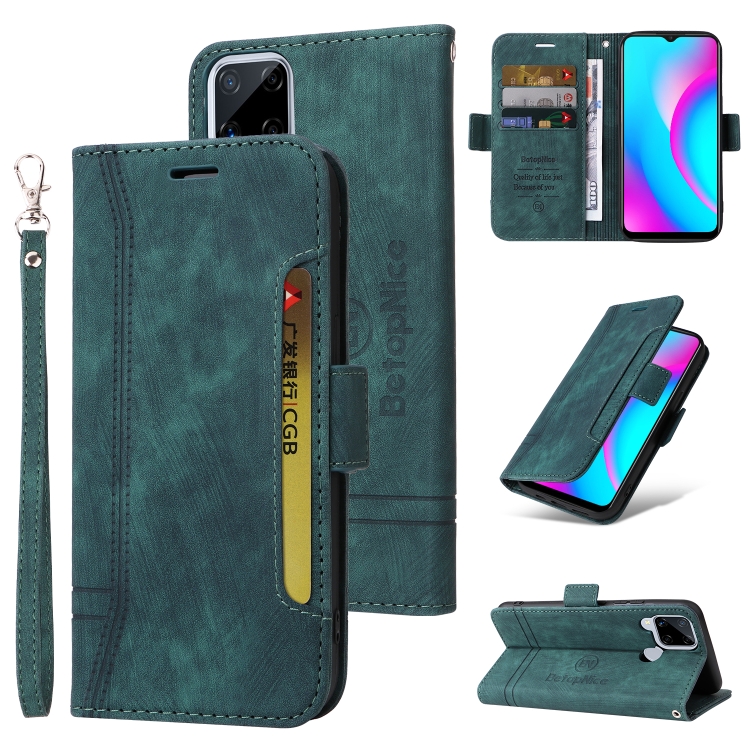 

For Realme C15 BETOPNICE Dual-side Buckle Leather Phone Case(Green)