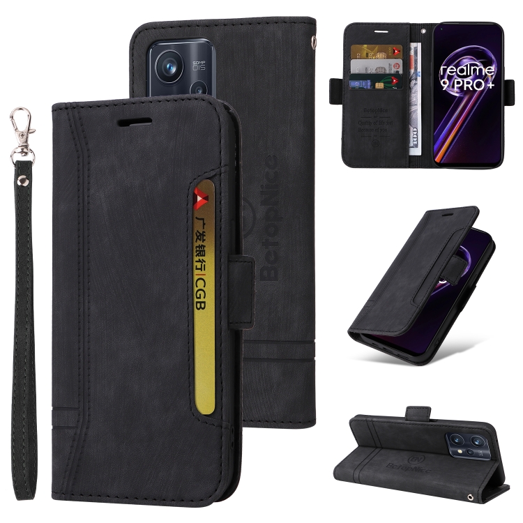 

For Realme 9 Pro+ BETOPNICE Dual-side Buckle Leather Phone Case(Black)