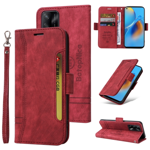 

For OPPO A74 4G BETOPNICE Dual-side Buckle Leather Phone Case(Red)