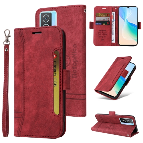 

For vivo Y76 5G BETOPNICE Dual-side Buckle Leather Phone Case(Red)