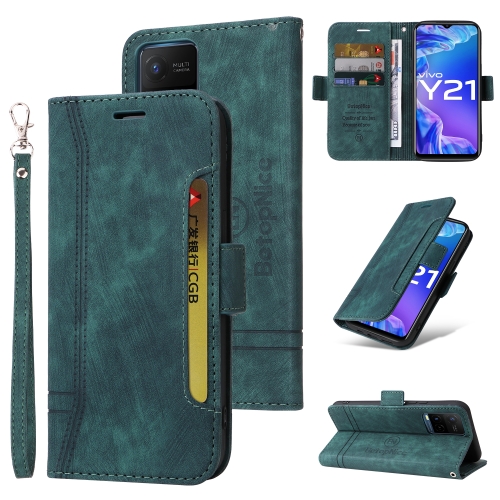 

For vivo Y21 2021 BETOPNICE Dual-side Buckle Leather Phone Case(Green)