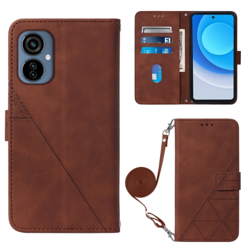 

For Tecno Camon 19 Neo Crossbody 3D Embossed Flip Leather Phone Case(Brown)