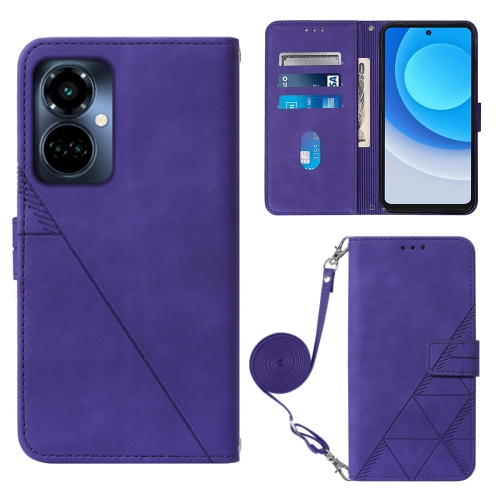 

For Tecno Camon 19 Pro 5G Crossbody 3D Embossed Flip Leather Phone Case(Purple)