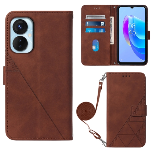 

For Tecno Spark 9 Pro / Spark 9T Crossbody 3D Embossed Flip Leather Phone Case(Brown)