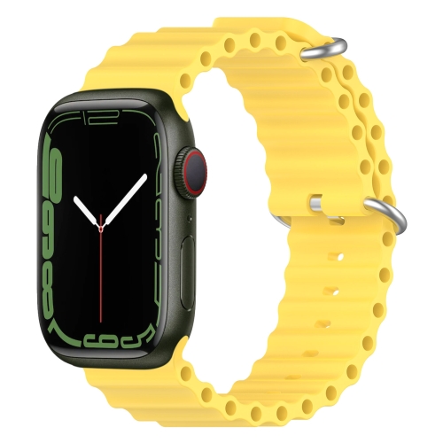 

Ocean Silicone Watch Band for Apple Watch Series 9&8&7 41mm / SE 3&SE 2&6&SE&5&4 40mm / 3&2&1 38mm(Yellow)