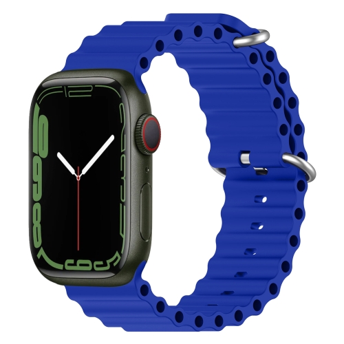 Ocean Silicone Watch Band for Apple Watch Series 8&7 41mm / SE 2&6&SE&5&4 40mm / 3&2&1 38mm (Sapphire Blue)
