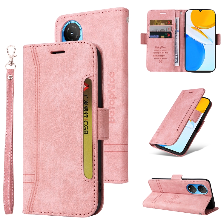 

For Honor X7 BETOPNICE Dual-side Buckle Leather Phone Case(Pink)