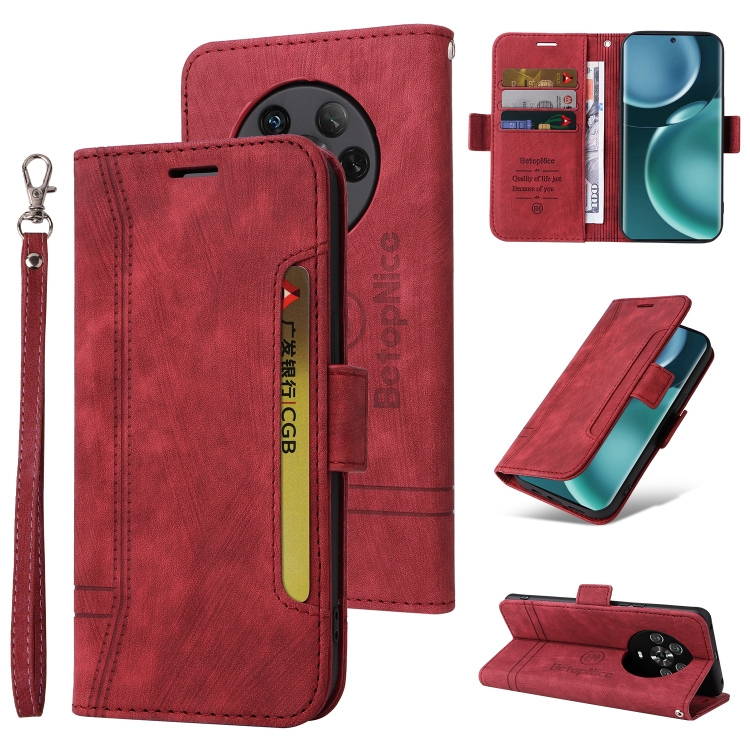 

For Honor Magic4 BETOPNICE Dual-side Buckle Leather Phone Case(Red)