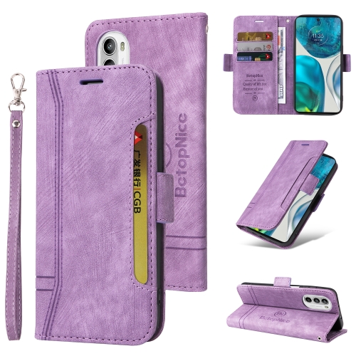 

For Motorola Moto G52 / G82 BETOPNICE Dual-side Buckle Leather Phone Case(Purple)