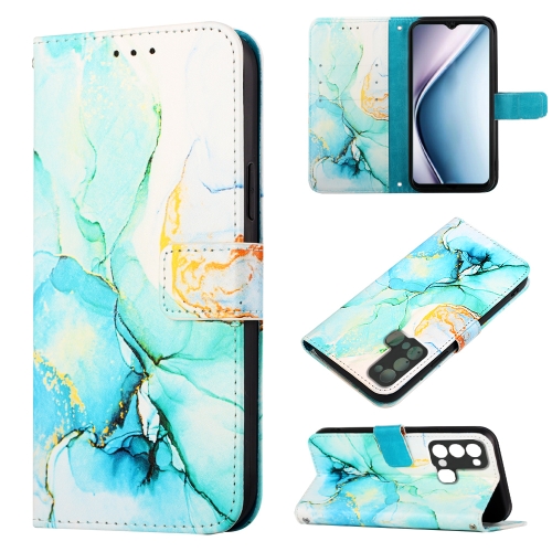 

For Itel P38 / S17 / Vision3 PT003 Marble Pattern Flip Leather Phone Case(Green)