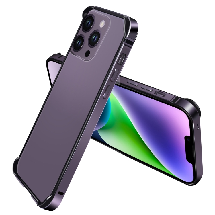 

For iPhone 14 TPU + Aluminum Alloy Frame Phone Case(Purple)