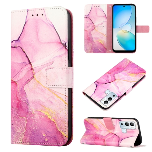 

For Infinix Hot 12i X665 PT003 Marble Pattern Flip Leather Phone Case(Pink Purple Gold)