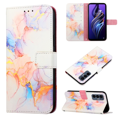 

For Tecno Pova 3 LE7 PT003 Marble Pattern Flip Leather Phone Case(Marble White)