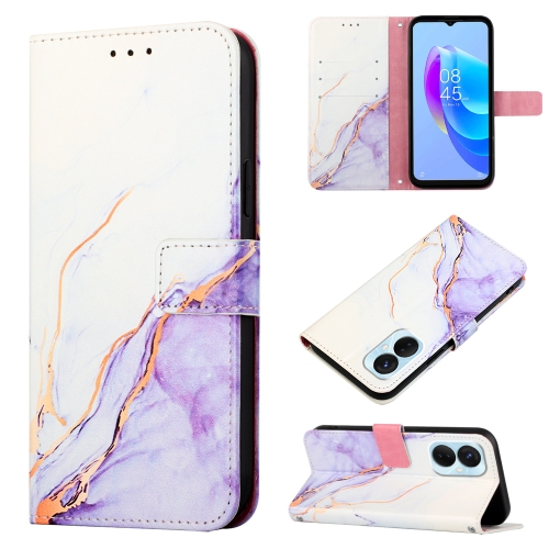 

For Tecno Spark 9 Pro / Spark 9T PT003 Marble Pattern Flip Leather Phone Case(White Purple)