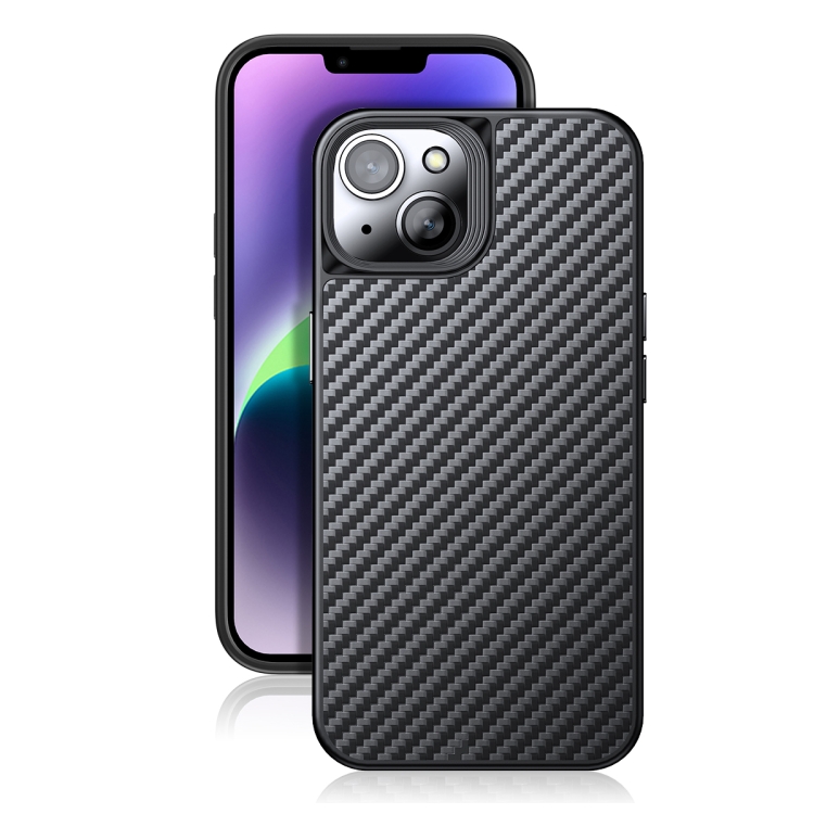 

For iPhone 14 Plus wlons Magsafe Carbon Fiber Kevlar TPU Phone Case(Black)