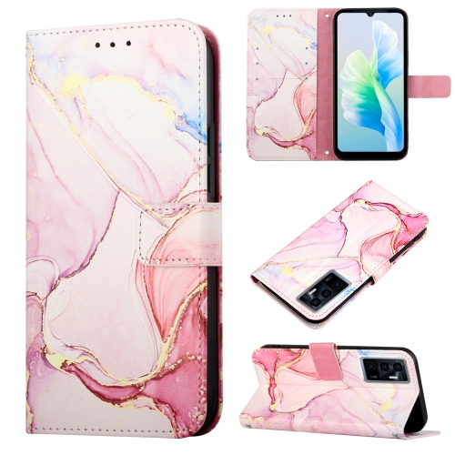 

For vivo S10e 5G / V23e 4G & 5G / Y75 4G PT003 Marble Pattern Flip Leather Phone Case(Rose Gold)