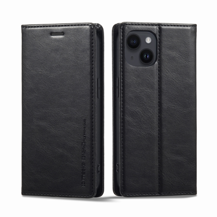 

For iPhone 14 LC.IMEEKE RFID Anti-theft Leather Phone Case(Black)