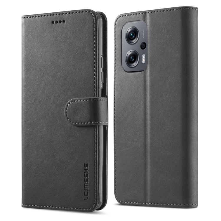 

For Xiaomi Poco M4 5G LC.IMEEKE Calf Texture Leather Phone Case(Black)